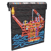 Neon Oil Rig Garage Door